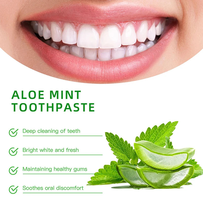 Aloe Vera Toothpaste Removes Tartar Whitens Teeth Brightens Tooth Colour Enhances Teeth Freshens Breath Oral Clean Teeth Care