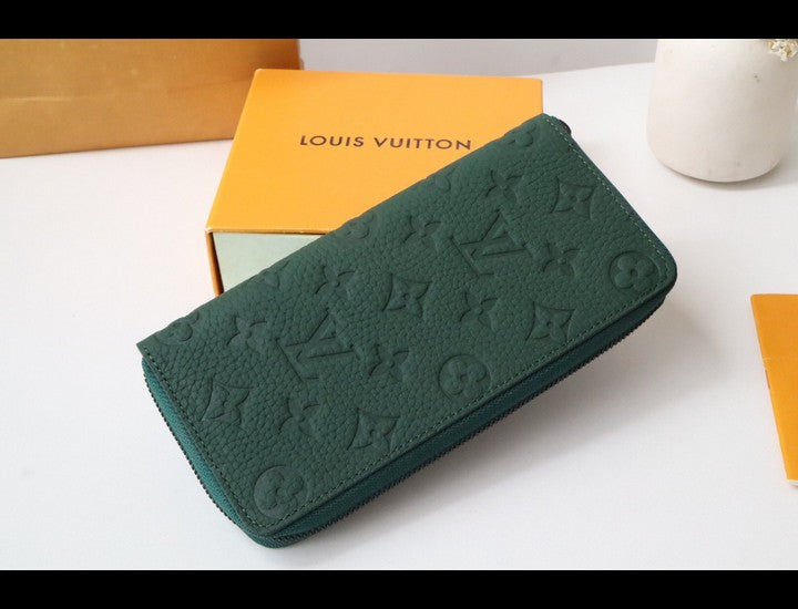 LV green leather wallet