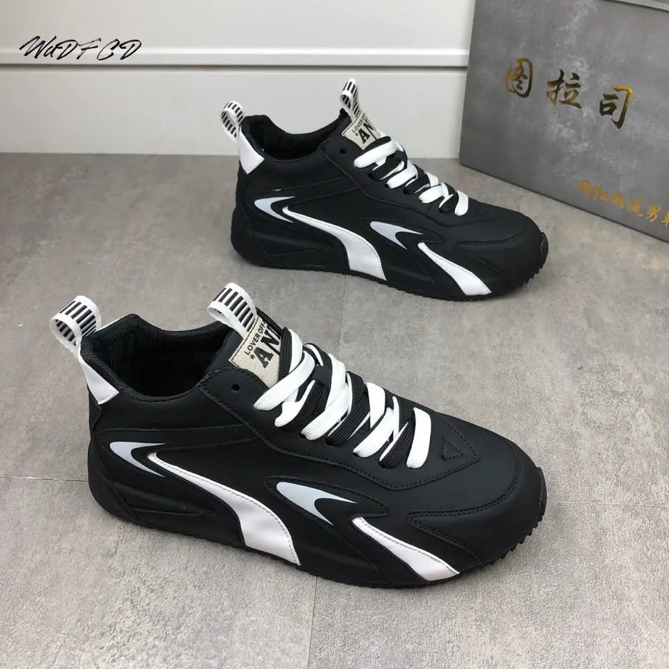 Chunky Sneakers Men Cover Bottom Board Shoes Fashion Casual Microfiber Leather Upper Increased Internal Platform Running Shoes